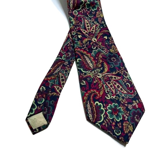 Vintage Christian Dior Navy Paisley Silk Tie - Picture 6 of 8